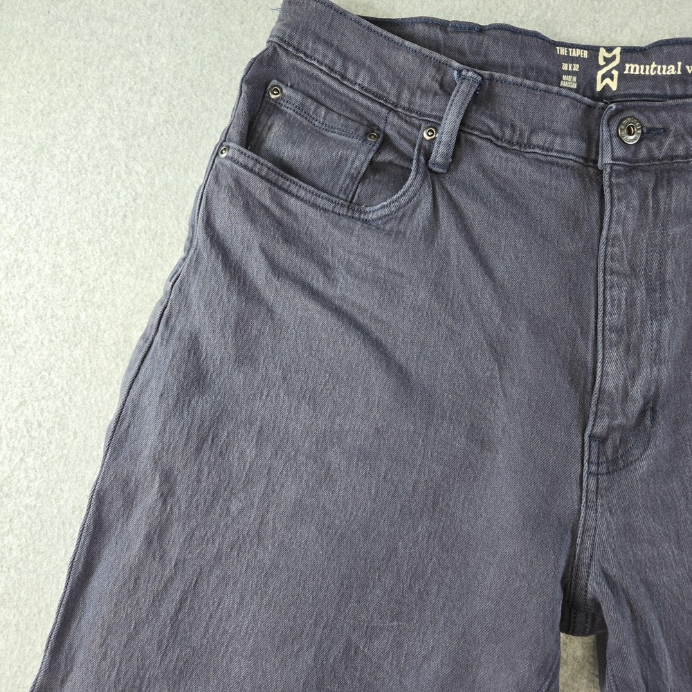 Mutual Weave Jeans Mens 38x32 Blue Denim Tapered Slim Dark Wash The Taper - Picture 2 of 16